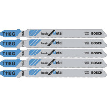 Полотна по металу для лобзика 5 шт BOSCH HSS Basic for Metal 92х0.7 мм T 118 G 2608631012