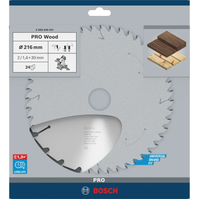 Диск пильний по дереву BOSCH PRO Wood 216х30х24 2608640431