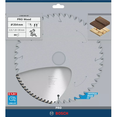 Диск пильний по дереву BOSCH PRO Wood 254х30х80 2608640437