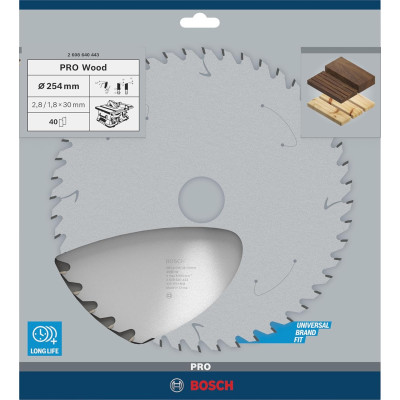 Диск пильний по дереву BOSCH PRO Wood 254х30х40 2608640443
