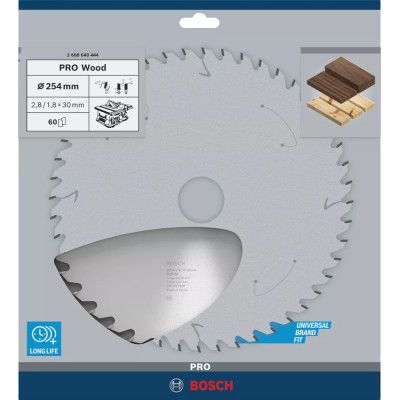 Диск пильный по дереву BOSCH PRO Wood 254х30х60 2608640444