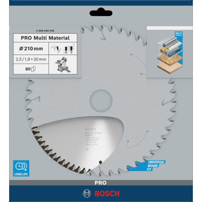 Диск пильний універсальний BOSCH PRO Multi Material 210х30х80 2608640445