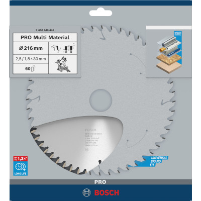 Диск пильний універсальний BOSCH PRO Multi Material 216х30х60 2608640446