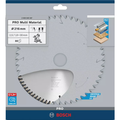 Диск пильний універсальний BOSCH PRO Multi Material 216х30х80 2608640447
