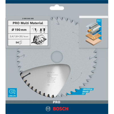 Диск пильний універсальний BOSCH PRO Multi Material 190х20х54 2608640508