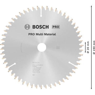 Диск пильний універсальний BOSCH PRO Multi Material 190х20х54 2608640508