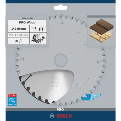 Диск пильний по дереву BOSCH PRO Wood 210х30х36 2608640622