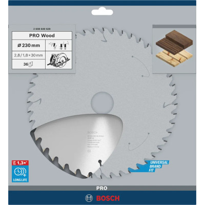 Диск пильний по дереву BOSCH PRO Wood 230х30х36 2608640628