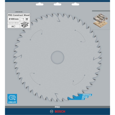 Диск пильний по конструкційному дереву BOSCH PRO Construct Wood 400х30х28 2608640693