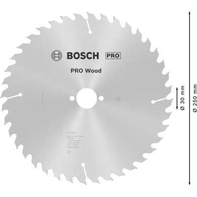 Диск пильний по дереву BOSCH PRO Wood 250х30х40 2608640728