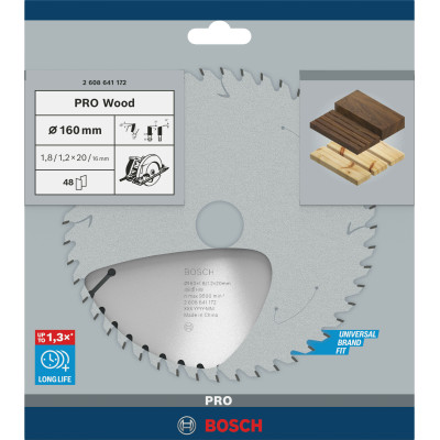 Диск пильний по дереву BOSCH PRO Wood 160х20х48 2608641172