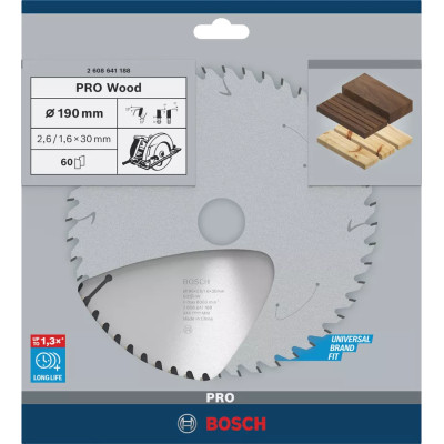 Диск пильный по дереву BOSCH PRO Wood 190х30х60 2608641188
