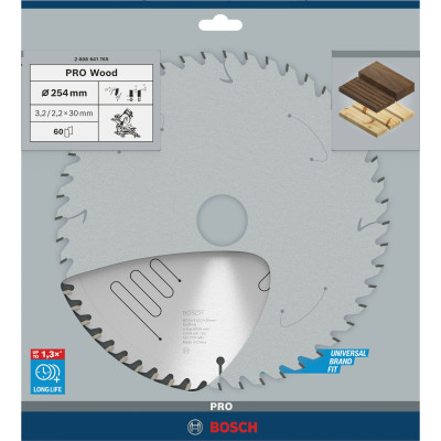 Диск пильний по дереву BOSCH PRO Wood 254х30х60 2608641765