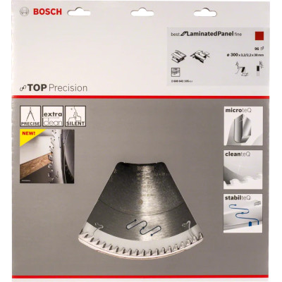 Диск пильний по ламінату BOSCH Top Precision Best for Laminated Panel Fine 300х30х96 2608642105