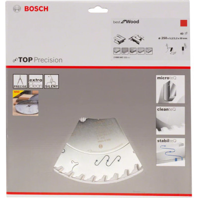Диск пильный по дереву BOSCH Best for Wood 250х30х40 2608642111
