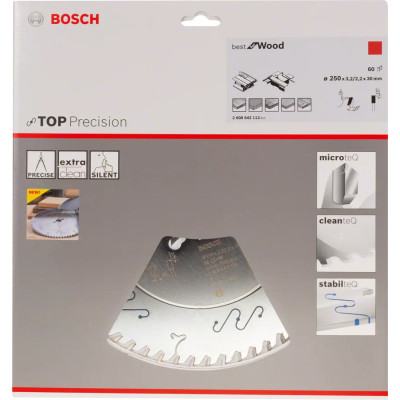 Диск пильний по дереву BOSCH Best for Wood 250х30х60 2608642112
