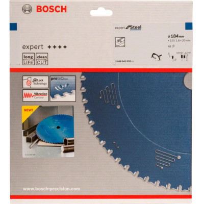 Диск пильний по сталі BOSCH Expert for Steel 184х20х48 2608643055