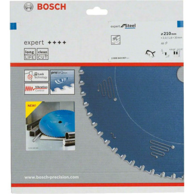 Диск пильний по сталі BOSCH Expert for Steel 210х30х48 2608643057