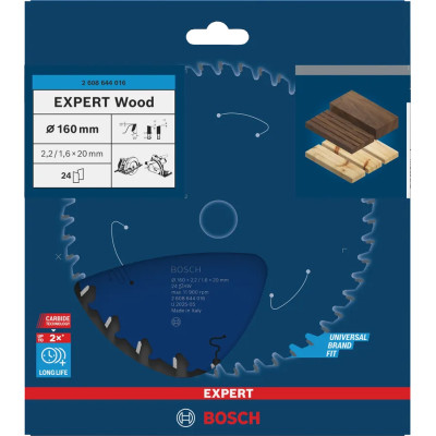 Диск пильний по дереву BOSCH EXPERT Wood 160х20х24 2608644016