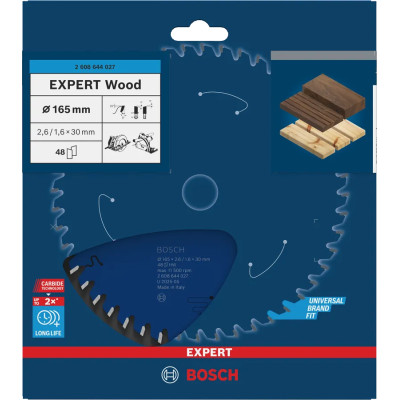 Диск пильный по дереву BOSCH EXPERT Wood 165х30х48 2608644027