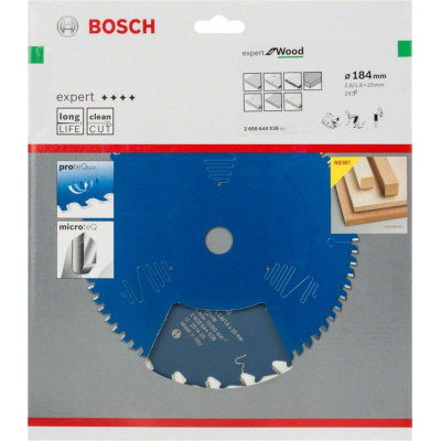 Диск пильный по дереву BOSCH Expert for Wood 184х20х24 2608644038