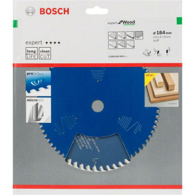 Диск пильный по дереву BOSCH Expert for Wood 184х30х56 2608644043