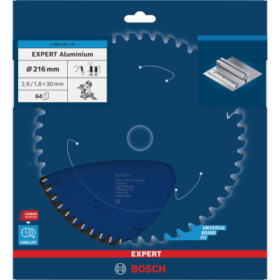 Диск пильний по алюмінію BOSCH EXPERT Aluminium 216х30х64 2608644110