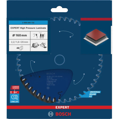 Диск пильний по ламінату високого тиску BOSCH EXPERT High Pressure Laminate 160х20х48 2608644132