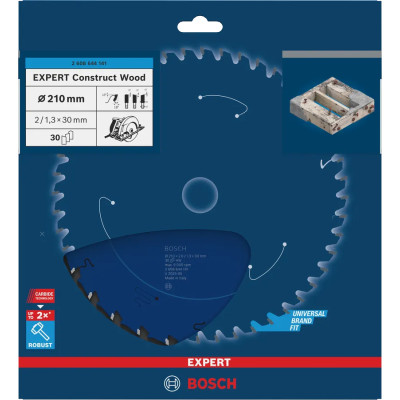 Диск пильний по дереву з бетоном і цвяхами BOSCH EXPERT Construct Wood 210х30х30 2608644141