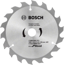 Диск пильний по дереву BOSCH Eco for Wood 160х20х18 2608644372