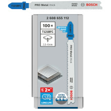 Полотна по металу для лобзика 100 шт BOSCH PRO Metal thick 93х2 мм T 118 BF 2608655112