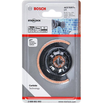 Полукруглое полотно-насадка для реноватора по бетону BOSCH Carbide ACZ 70 RT5 70 мм Starlock 2608661692