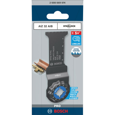 Занурювальне полотно-насадка для реноватора по металу BOSCH BiM PRO AIZ 32 AIB 32х50 мм Starlock 2608669074