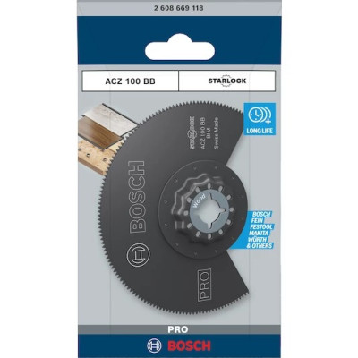 Полукркглое полотно-насадка для реноватора по дереву BOSCH BiM PRO ACZ 100 BB 100 мм Starlock 2608669118