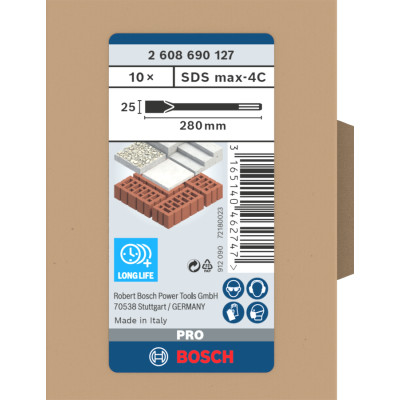 Плоскі зубила 10 шт BOSCH PRO SDS max-4C 280х25 мм SDS-Max 2608690127