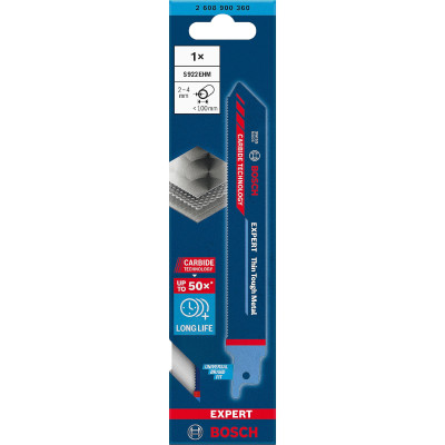 Полотно по металлу для сабельной пилы BOSCH EXPERT Thin Tough Metal 150 мм 18 TPI S 922 EHM 2608900360