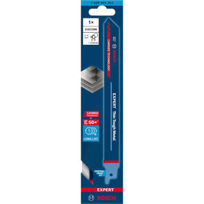 Полотно по металу для шабельної пили BOSCH EXPERT Thin Tough Metal 200 мм 18 TPI S 1022 EHM 2608900363