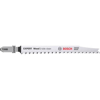 Полотна по дереву для лобзика 25 шт BOSCH EXPERT Wood 2-side clean 117 мм T 308 B 2608900552