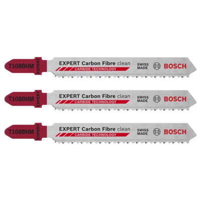 Полотна по карбоновому волокну для лобзика 3 шт BOSCH EXPERT Carbon Fiber 92 мм T 108 BHM 2608900565