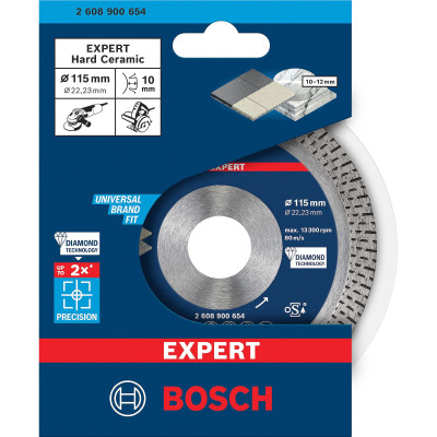 Круг алмазний по кераміці BOSCH EXPERT Hard Ceramic 115х22.23х1.4 мм 2608900654