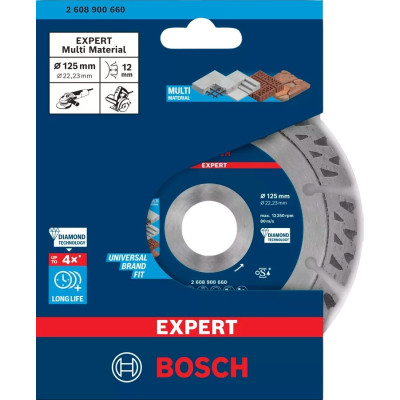 Круг алмазний універсальний BOSCH Expert Multi Material 125x22.23x2.2 мм 2608900660