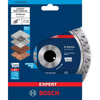 Круг алмазний універсальний BOSCH Expert Multi Material 150x22.23x2.4 мм 2608900661