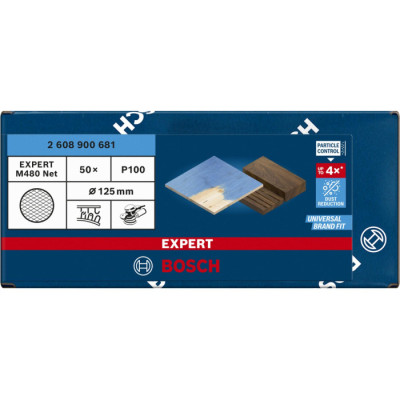 Шліфувальна сітка 50 шт BOSCH EXPERT M480 125 мм K100 2608900681