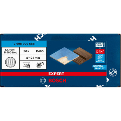 Шліфувальна сітка 50 шт BOSCH EXPERT M480 125 мм K400 2608900688