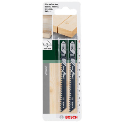 Полотна по дереву для лобзика 2 шт BOSCH HCS Basic for Wood 100х76х3 мм T 111 C 2609256716