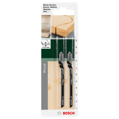 Полотна по дереву для лобзика 2 шт BOSCH HCS Basic for Wood 82х59х2 мм T 119 BO 2609256717