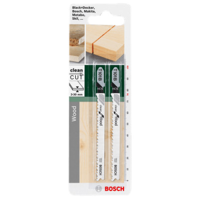 Полотна по дереву для лобзика 2 шт BOSCH HCS Clean for Wood 100х76х2.7 мм T 101 B 2609256721