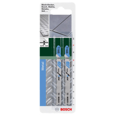 Полотна по металу для лобзика 2 шт BOSCH HSS Basic for Metal 91х68х1.9-2.3 мм T 118 B 2609256730