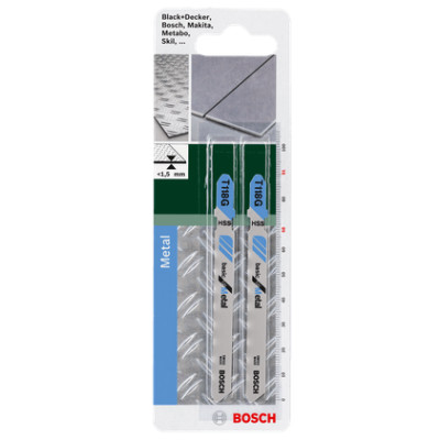 Полотна по металу для лобзика 2 шт BOSCH HSS Basic for Metal 91х68х0.7 мм T 118 G 2609256731