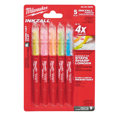 Текстмаркеры цветные 5 шт Milwaukee Inkzall 48223206